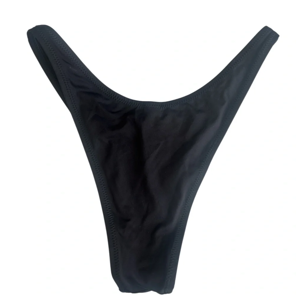 SKIMS Swim Recycled Cheeky Tanga Bikini Bottom Onyx Black NWT Size Small